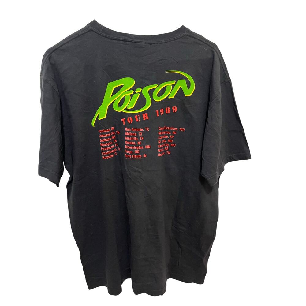 Poison Shirt Men XL Winterland Black Open Up and Say Ahh Tour 1989 Graphic Band